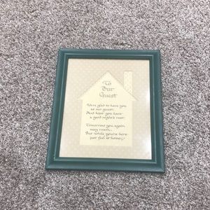Framed Decorative Art. “ To Our Guest We’re glad to have you as our guest...”